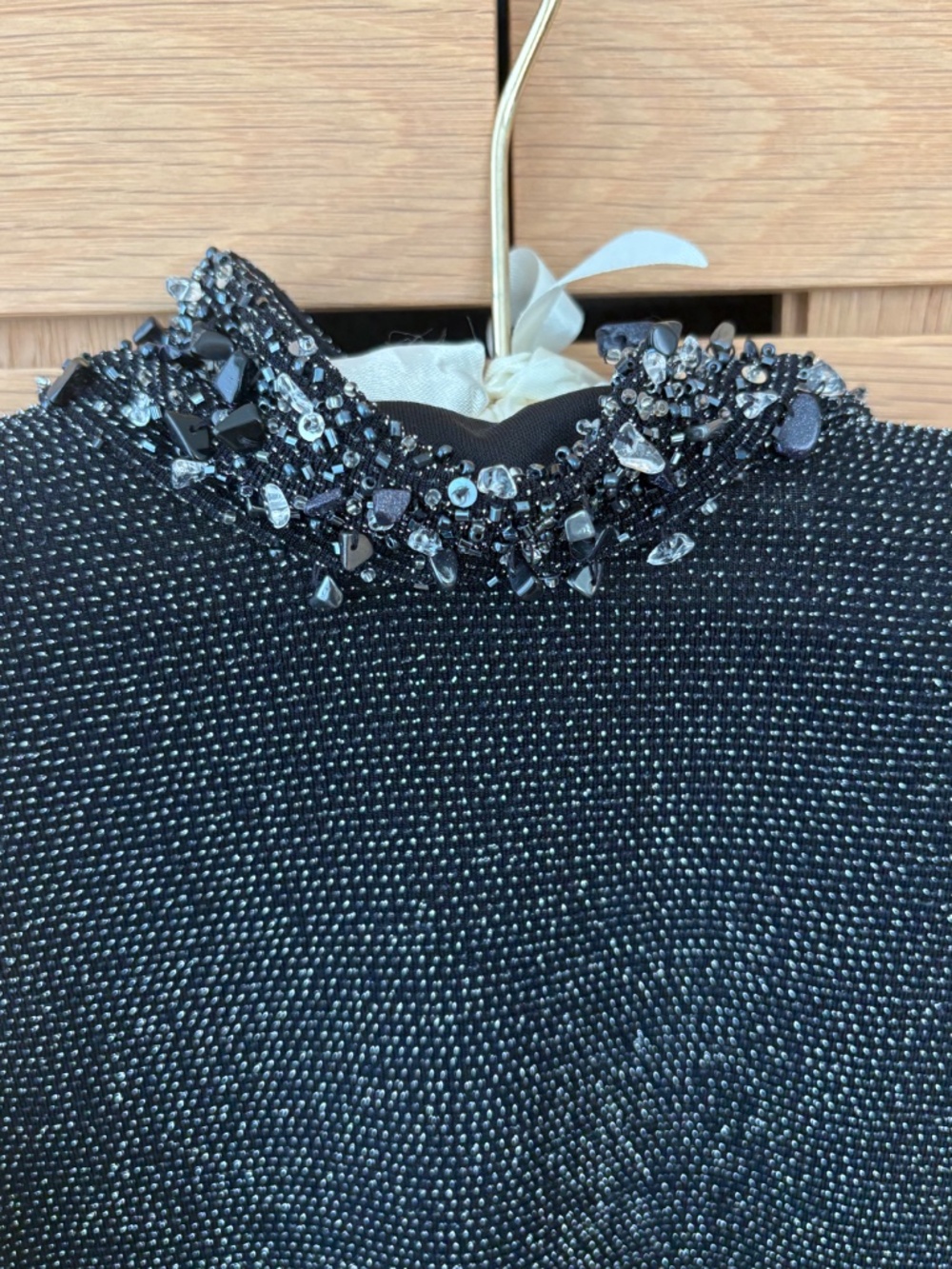 M&S Collection Black Beaded Evening Top – Size S